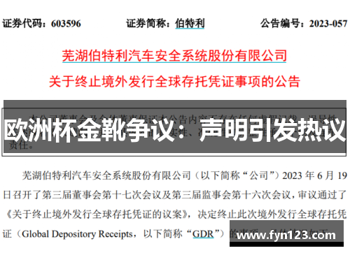 欧洲杯金靴争议：声明引发热议